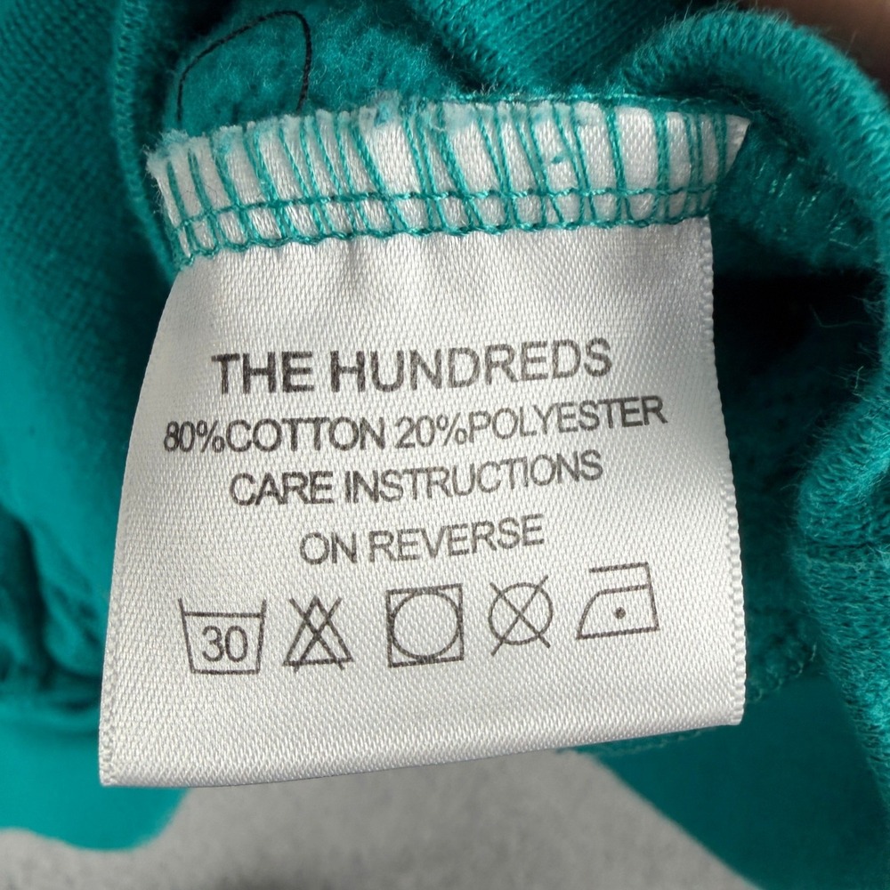 The Hundreds Cable Knit Hoodie Mens‎ L Teal Texture Kangaroo Pocket Embroidery - Picture 10 of 11